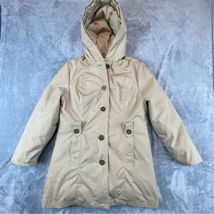 Eddie Bauer Goose Down womens parka jacket, size small, khaki, very warm